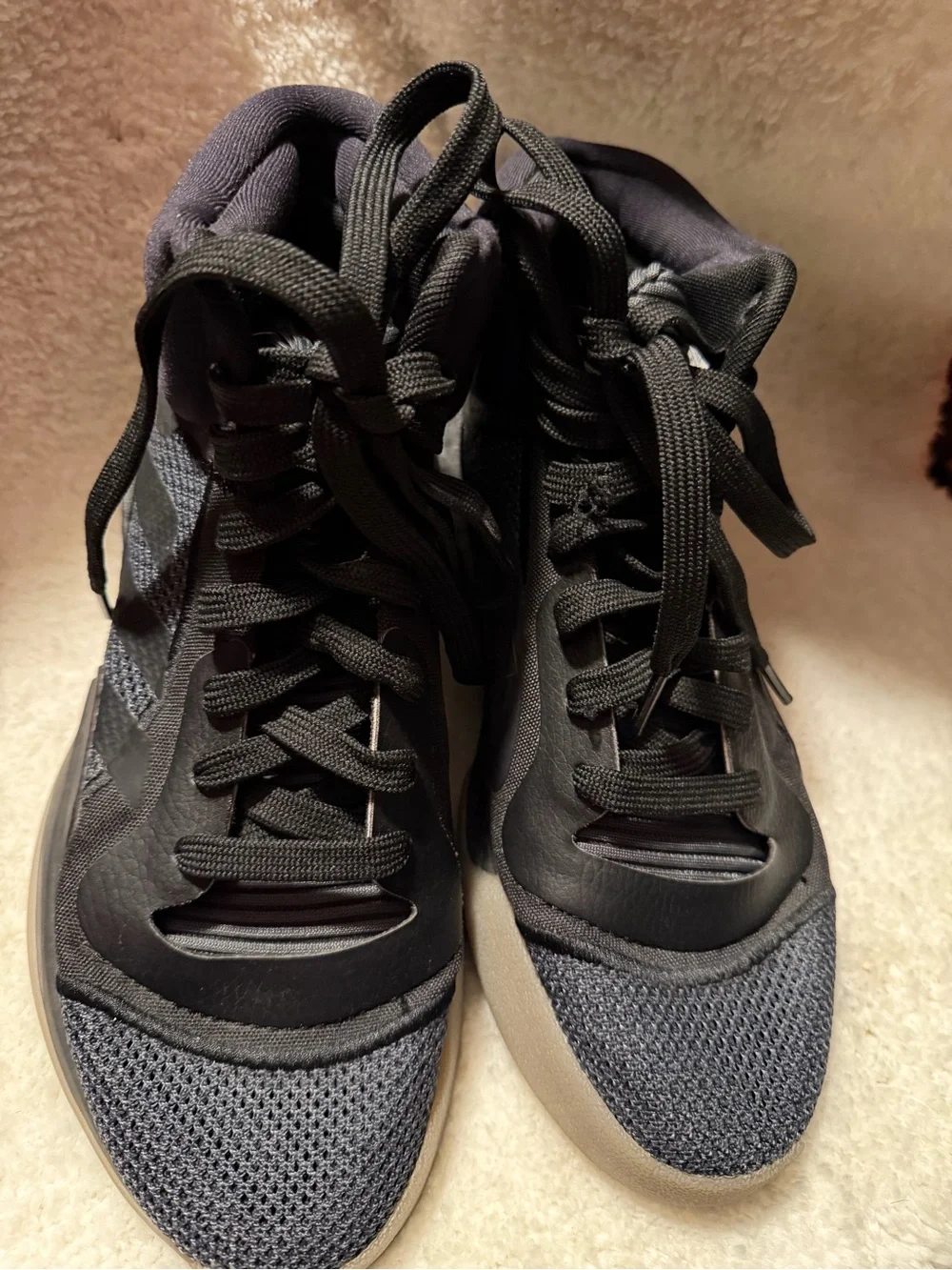 adidas Men's Black Athletic High-Top Sneakers with Gum-Tone Sole